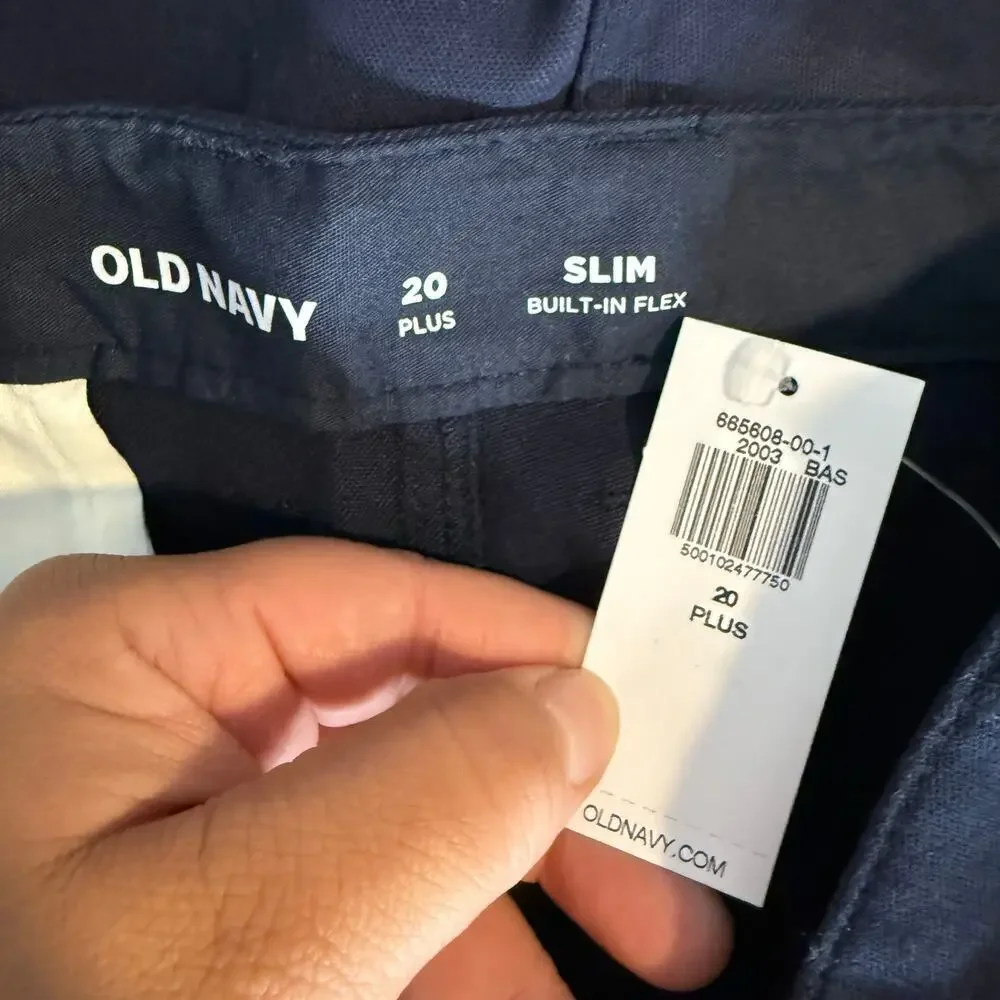 Old Navy Slim School Uniform Chino Pants for Boys, Navy, 20 Plus 665608
